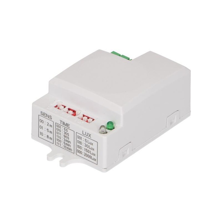 Senzor de miscare cu radar, Orno, Raza de 8 m, Alb