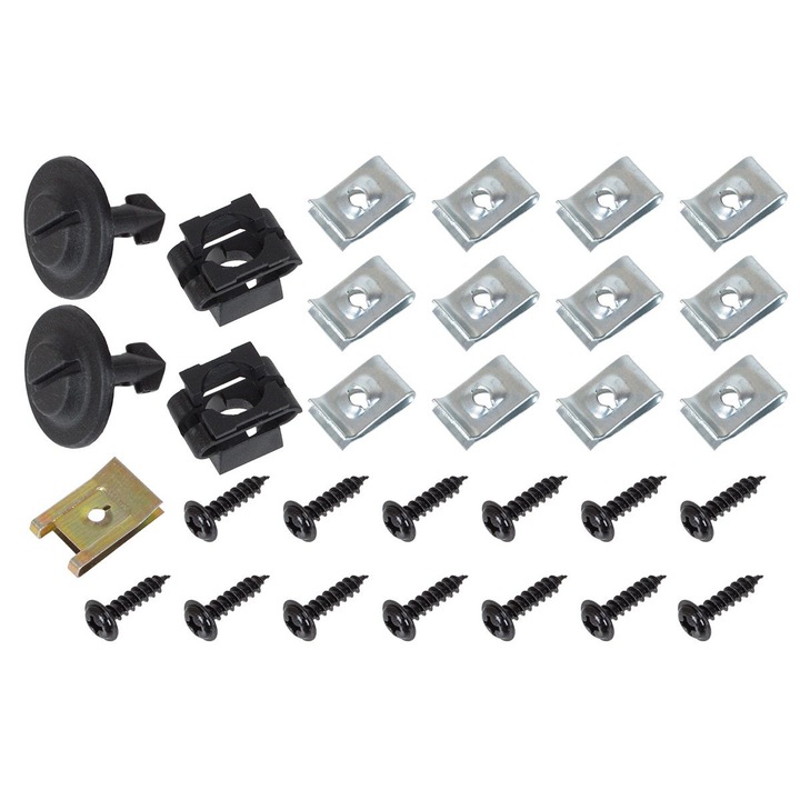 Set cleme, Modecar, Audi A4 B7 04-07, Capac motor, 30 buc, Negru/Argintiu