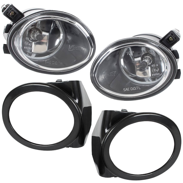 Set proiectoare halogen M MODECAR cu rame, BMW 3 E46 M-Pakiet, 1997-2004, culoare neagra