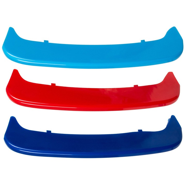 Set 3 huse grila fata, MODECAR, Compatibil cu BMW 3 E46 Coupe/Cabrio, Albastru/Rosu