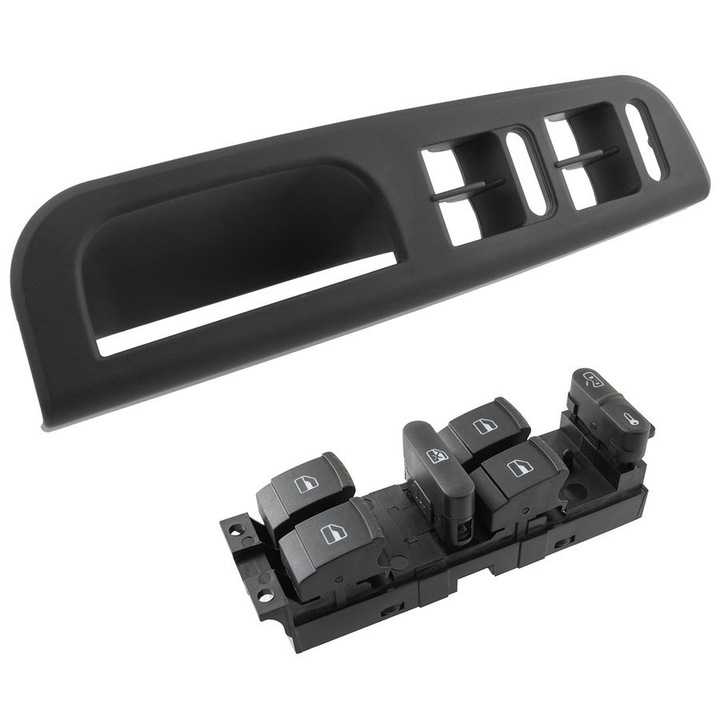 Set maner portiera fata si comutator combinat pentru ridicare geamuri electrice si blocare usi, Modecar, Compatibil VW Passat B5 96-05