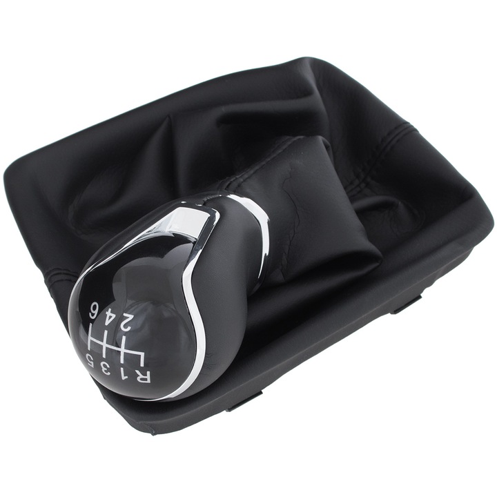 Дръжка и маншон с рамка за скоростен лост, за Seat Leon 2012-2017, черен, екологичен, 6 скорости