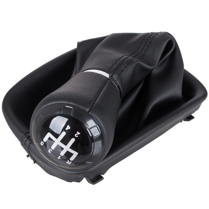Sebességváltó gomb, MODECAR, Audi A3 8L, fekete eco-bőr, készlet fogantyúval és borítással, átmérő 12mm