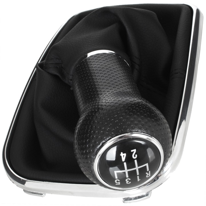 Sebességváltó kar, króm karmantyúval és kerettel, Volkswagen Golf IV, 1998-2005, fekete, 12mm