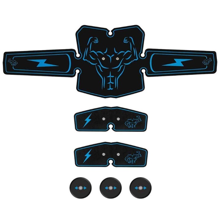 Curea de tonifiere abdominala cu stimulator muscular EMS, 15 minute, Negru