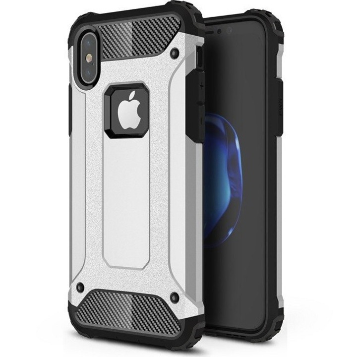 Huawei Honor 9X Pro, Пластмасов гръб, Defender, метален ефект, сребрист (94853)