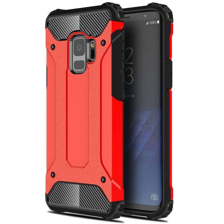 Huawei Honor 9X Pro, Пластмасов гръб, Defender, метален ефект, червен (94856)