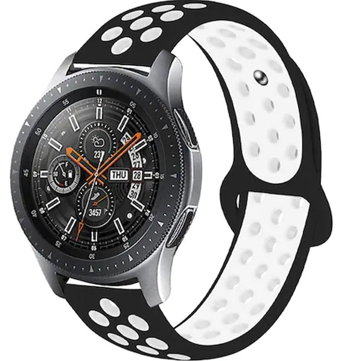 Curea smartwatch, Qgkpl, Silicon, Compatibila cu Apple Watch 8/7/6/5/4/3 38/40mm, Negru/Alb