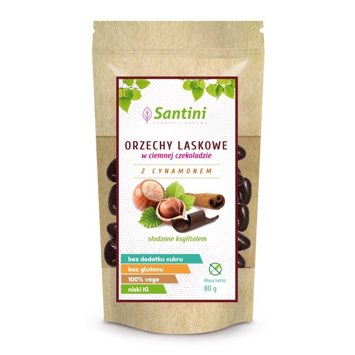 Alune in ciocolata neagra cu scortisoara, 80 g