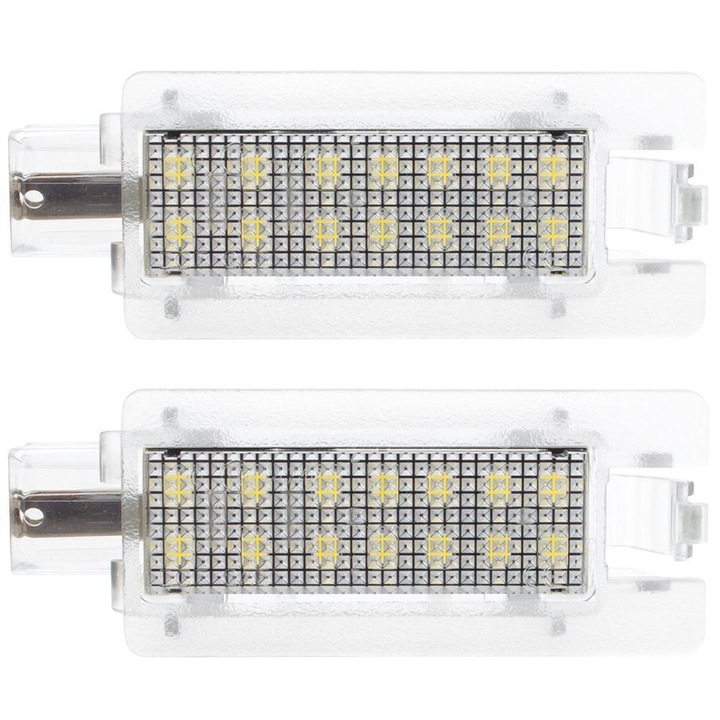 Set 2 lampi LED pentru iluminarea numarului de inmatriculare, MODECAR, compatibile cu Renault 19 II, Clio I, Megane I, Scenic I, 14 LED-uri SMD