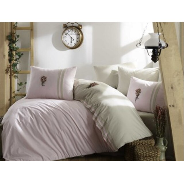 Lenjerie de pat FELICIA FLOR, cu broderie in relief, Brand Hobby, lenjerie pat dublu, 4 piese, 200x220 / 50x70, 100% bumbac