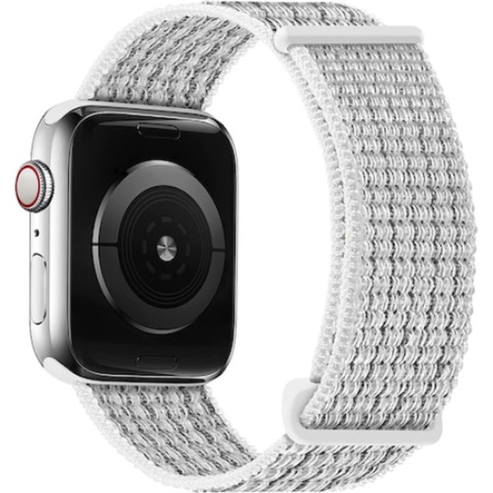 Curea smartwatch, Qgkpl, Nylon, Compatibila cu Apple Watch Super/SE/8/7/6/5/4/3/2/1, 38/40 mm, Gri