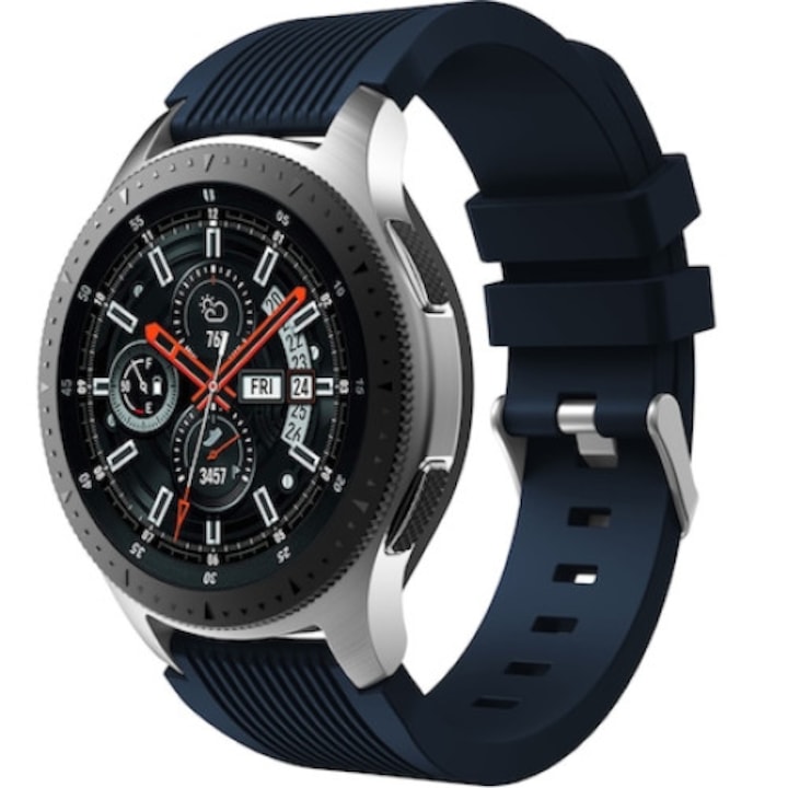 Curea smartwatch, Qgkpl, Silicon, Compatibila cu Huawei Watch GT 2 46 mm, Samsung Galaxy Watch 46 mm, Albastru