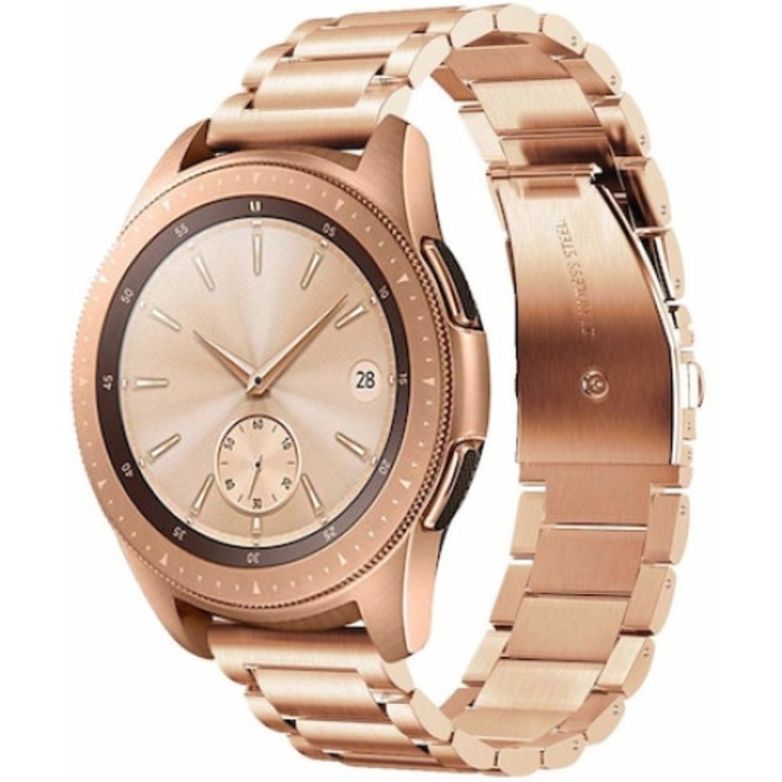 Curea smartwatch, Qgkpl, Otel inoxidabil, Compatibila cu Huawei Watch GT 2 46 mm, Samsung Galaxy Watch 46 mm, Rose Gold