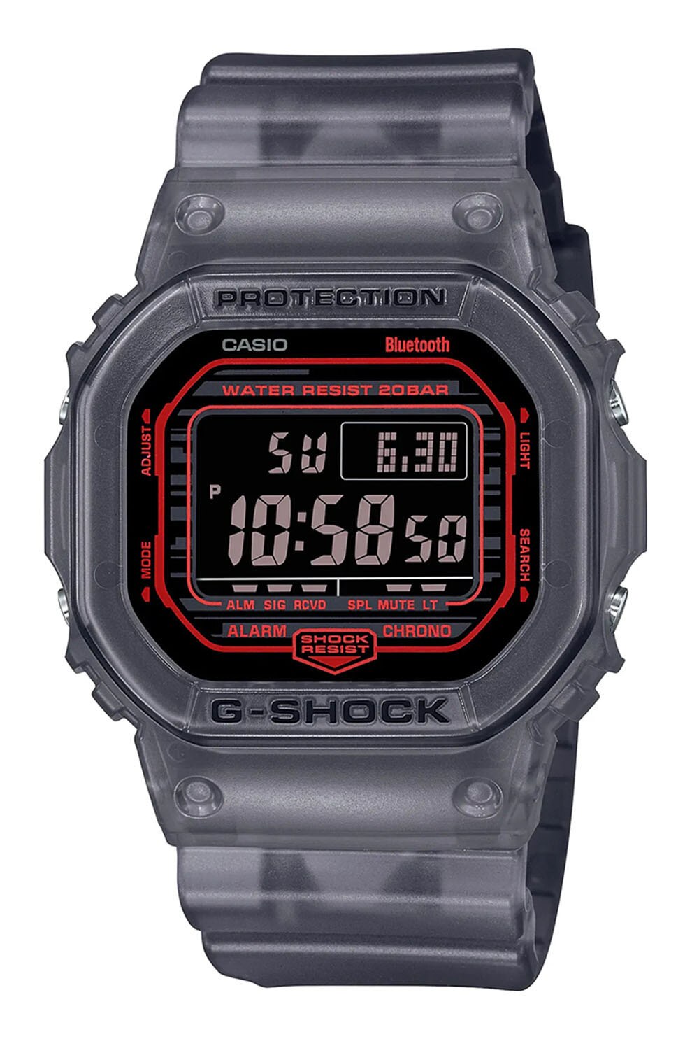 Casio, Ceas digital cu functii multiple G-Shock, Gri inchis