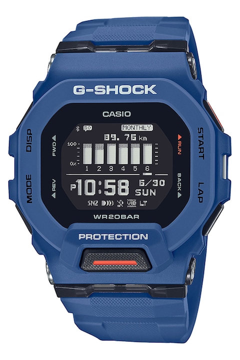 Casio, Ceas digital cu functii multiple G-Shock, Albastru inchis royal