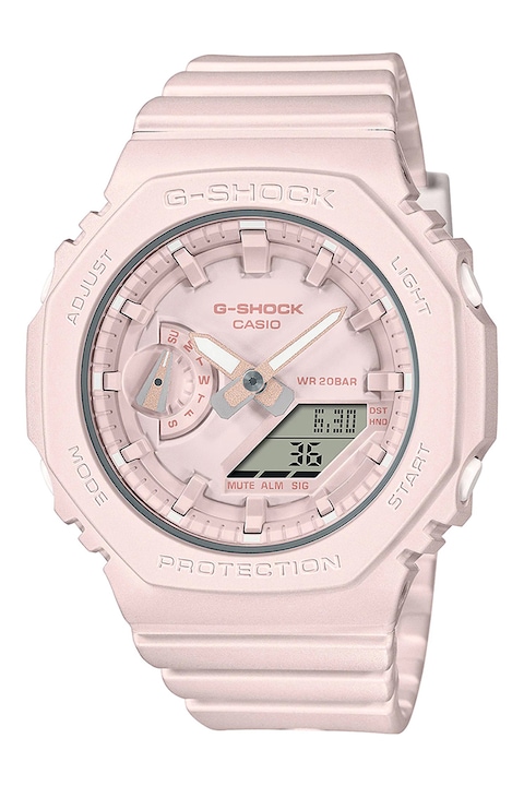 Casio, Часовник G-Shock от смола със смесен циферблат, Бледорозов