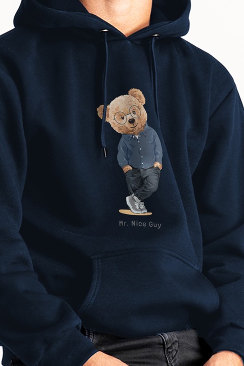 Hanorac barbati UnitedKind, Mr Nice Guy Teddy, Bumbac, Albastru, S