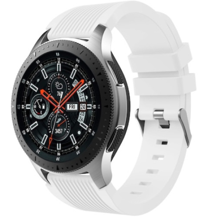 Curea smartwatch, Qgkpl, Silicon, Compatibila cu Huawei Watch GT 2 46 mm, Samsung Galaxy Watch 46 mm, Alb