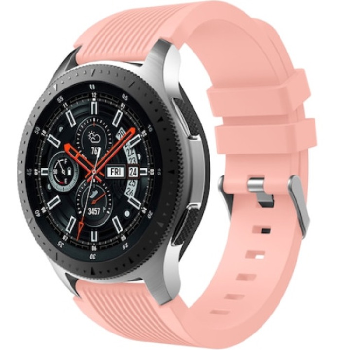 Curea smartwatch, Qgkpl, Silicon, Compatibila cu Huawei Watch GT 2 46mm, Samsung Galaxy Watch 46mm, Roz