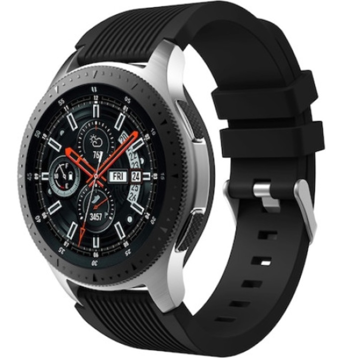Curea smartwatch, Qgkpl, Silicon, Compatibila cu Huawei Watch GT 2 46mm, Samsung Galaxy Watch 46mm, Negru