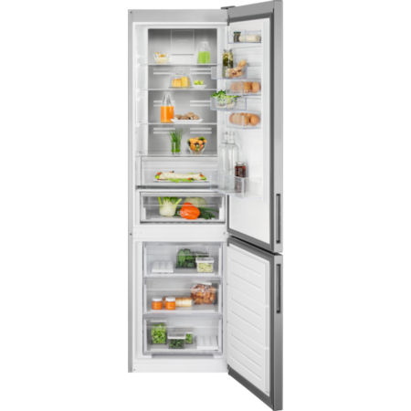 Хладилник с фризер Electrolux LNT7ME36X3, 366 л, No Frost, LCD дисплей, CustomFlex, Multi Flow, LED осветление, Клас Е, H 201 см, Неръждаема стомана против пръстови отпечатъци