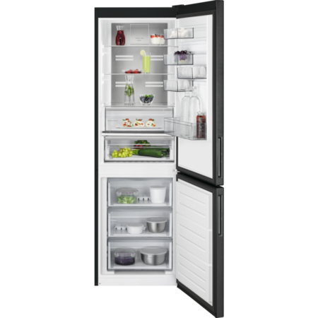Хладилник с фризер AEG RCB732E7MB, 330 л, No Frost, LCD дисплей, CustomFlex, Multi Flow, LED осветление, Клас Е, H 186 см, Dark Inox