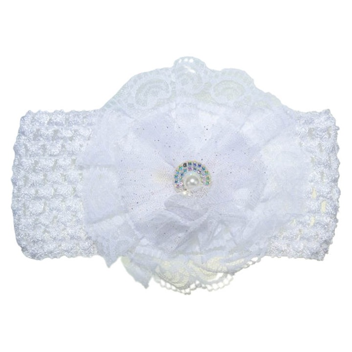 Плетена лента за глава за момиче TouDai Jewelry 140323-21, Бяла 42 см