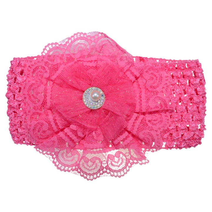 Плетена лента за глава за момиче TouDai Jewelry 140323-19-40, Фуксия 40 см