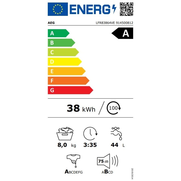 Masina de spalat cu abur cu incarcare frontala AEG LFR83864VE UniversalDose, clasa energetica A, capacitate 8 kg, 1600 rpm, afisaj LED, alb
