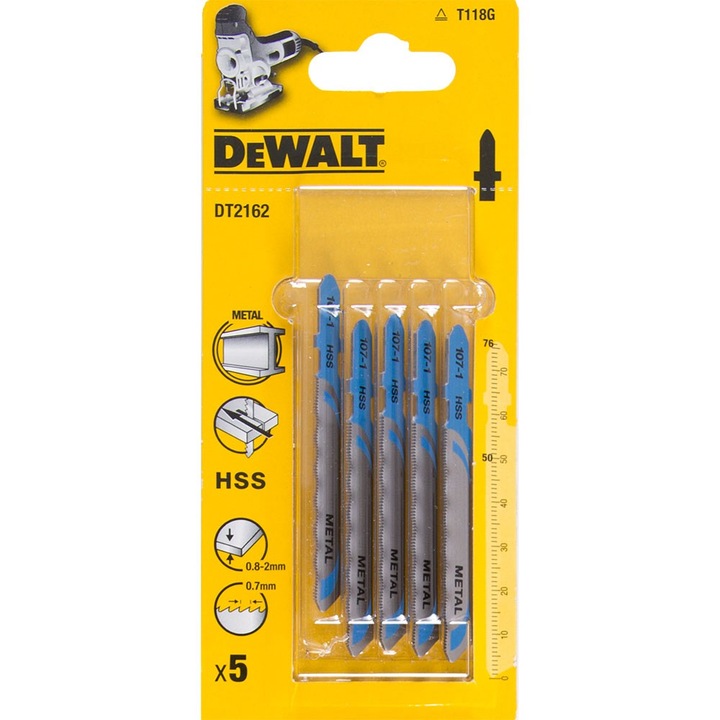 Set de 5 lame pentru fierastrau, DEWALT, Aluminiu/Otel, 100mm, Argintiu