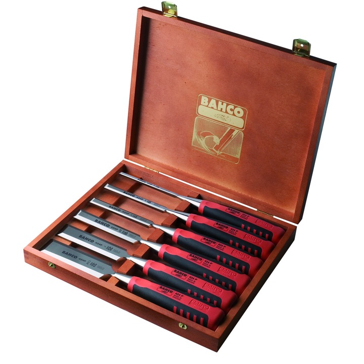 Комплект от 6 броя длета за дърво, Bahco, 1385 гр., Многоцветни