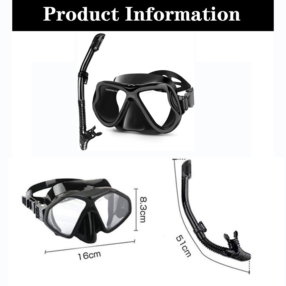 Scuba Diving Mask Snorkel Set per adulti vetro temperato professionale panoramico Snorkeling Gear nuoto Training Snorkel K  18