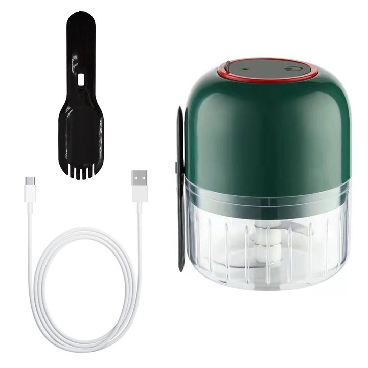 Mini tocator electric pentru legume si fructe, Zola®, plastic, 12x9 cm, verde