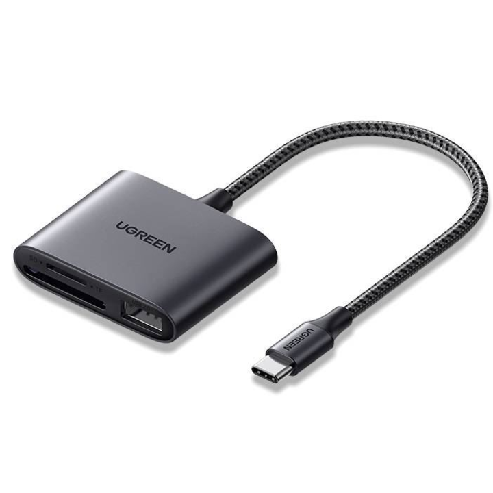 Cititor de carduri, Ugreen, USB-C/USB, Negru