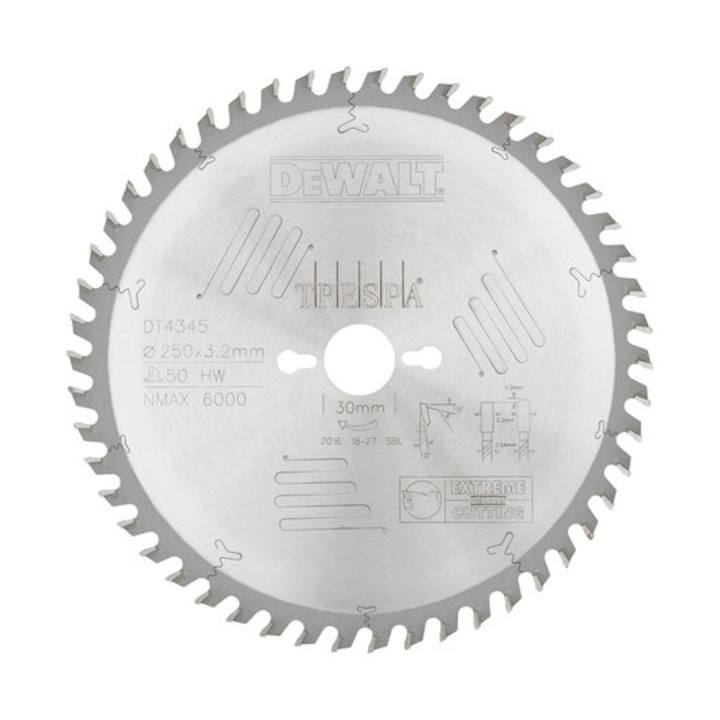 Циркуляр за дърво DeWALT 250/30/3.2mm 50 зъба