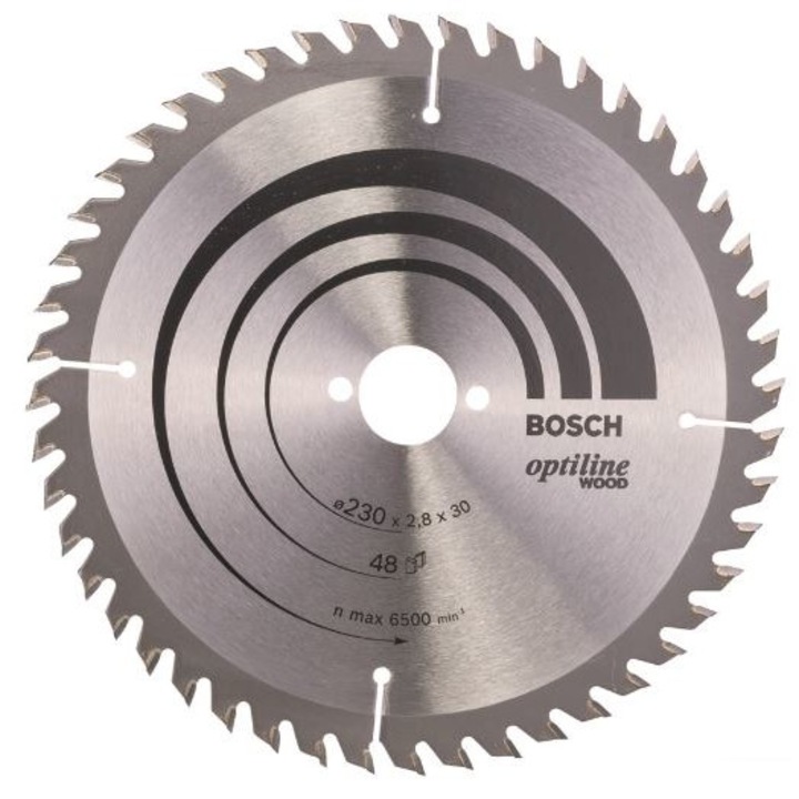 Disc de fierastrau circular, Bosch, Pentru lemn, 230/30mm, Argintiu