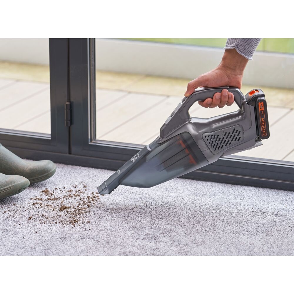 Aspirator fara fir Dustbuster, Black & Decker, 18V, Li-Ion, Gri