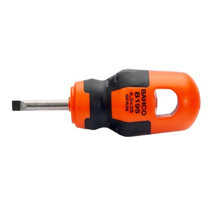 Rövid, egyenes csavarhúzó, Bahco, acél, 85 mm, narancs/fekete