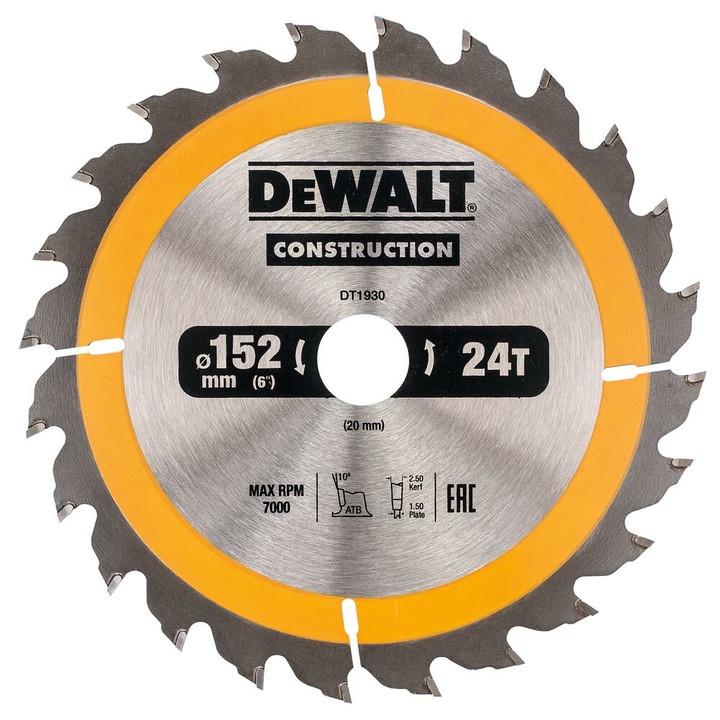 Disc fierastrau circular, DeWalt, Otel, 24 dinti, 152 mm, Multicolor