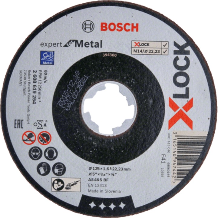 Panza fierastrau circular, Bosch, X-lock, Pentru metal, 125 x 1.6 mm, Argintiu