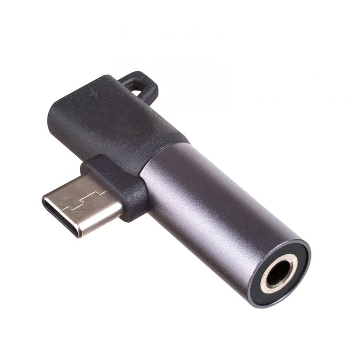 Adaptor, Akyga, USB-C/Jack 3.5 mm, Negru