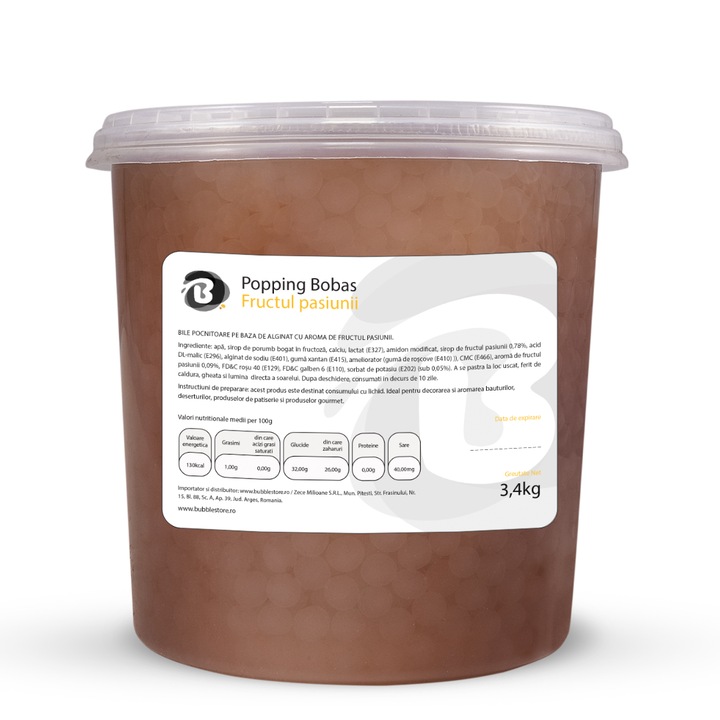 Bile Popping Boba pentru ceai Bubble Tea-Fructul Pasiunii, 3.4 kg