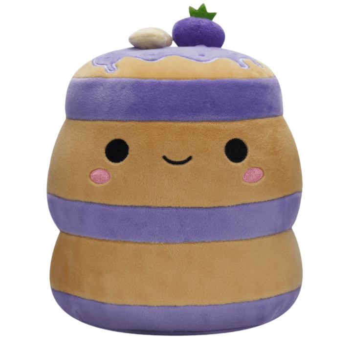 Jucarie de plus Squishmallows, Paden the Blueberry Pancake, 22 cm, maro