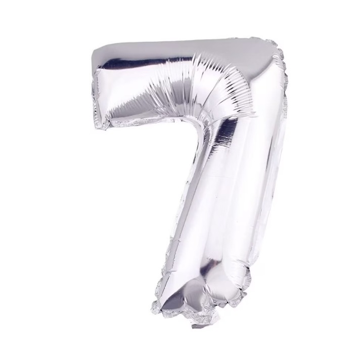 7-es számú fólia lufi, Zola®, ezüst, 40 cm