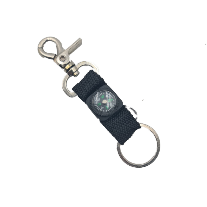 Kulcstartó Iránytű Fogóval, Textil Anyag, 14 cm, Fekete, Dalimag