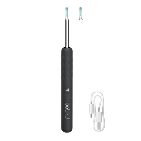 Otoscop smart, dispozitiv pentru curatat urechile bebird, Camera FullHD, WIFI, aplicatia dedicata, negru