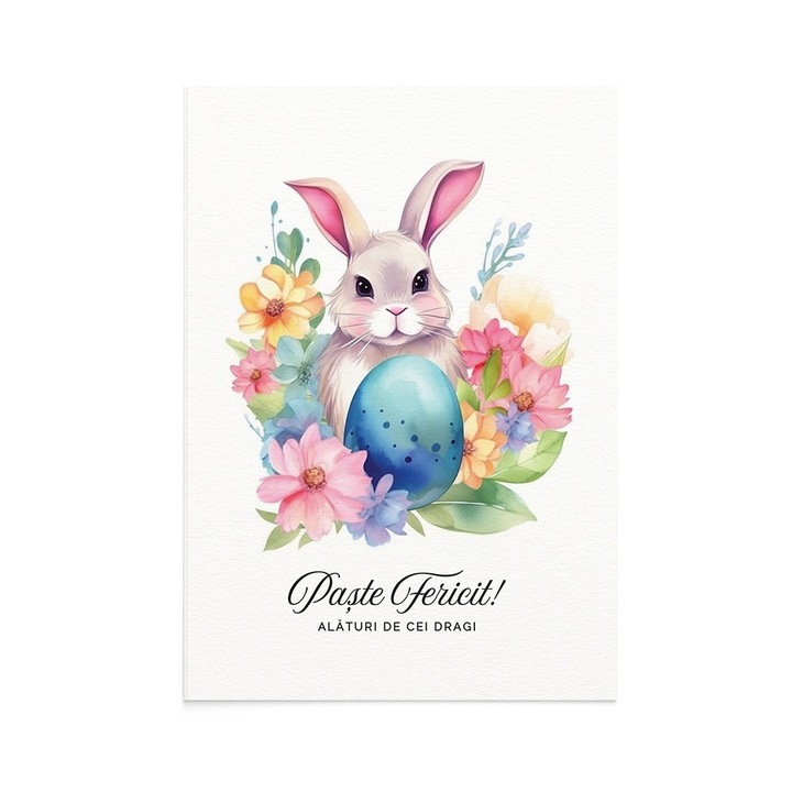 Felicitare Paste Flowery Rabbit, Zizula Cards, 105 X 150 mm
