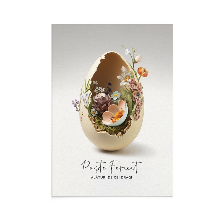 Felicitare Paste Flowery Egg, Zizula Cards, 105 X 150 mm