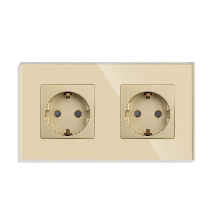 Контакт LUX-ON, Двоен, С кристална рамка, Златист